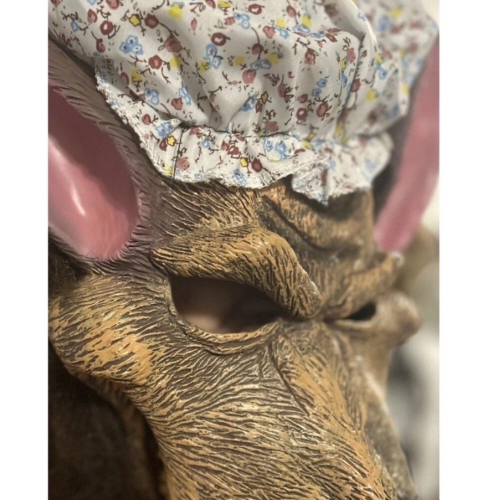 Big bad  Wolf costume Mask with Floral Cap wolf hands nightgown red riding hood - Picture 4 of 8